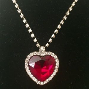 Betsy Johnson red heart necklace